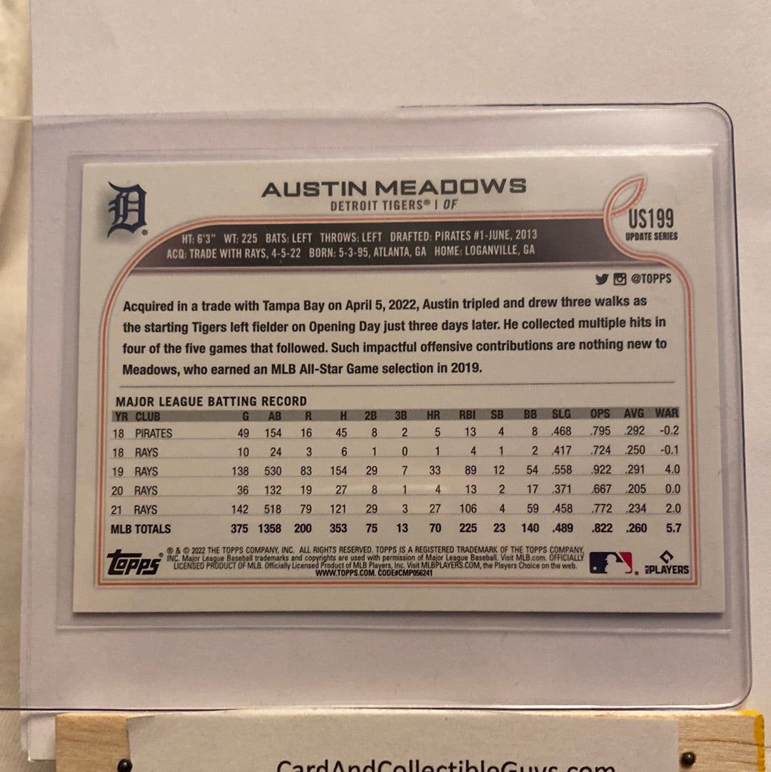 2022 Topps Updated Austin Meadows Blue parallel trading card