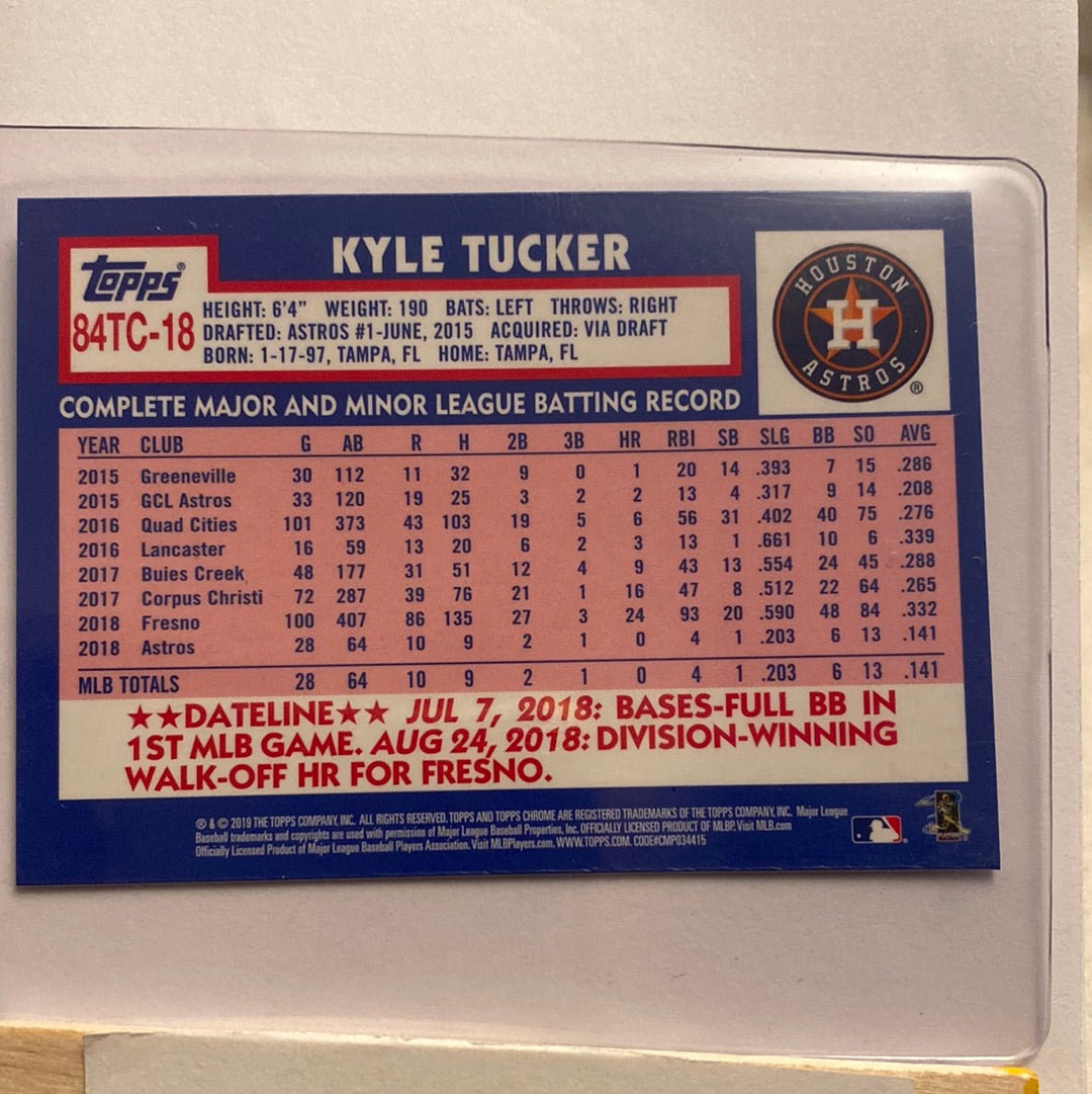2019 Topps Chrome Kyle Tucker ‘84 parallel trading card