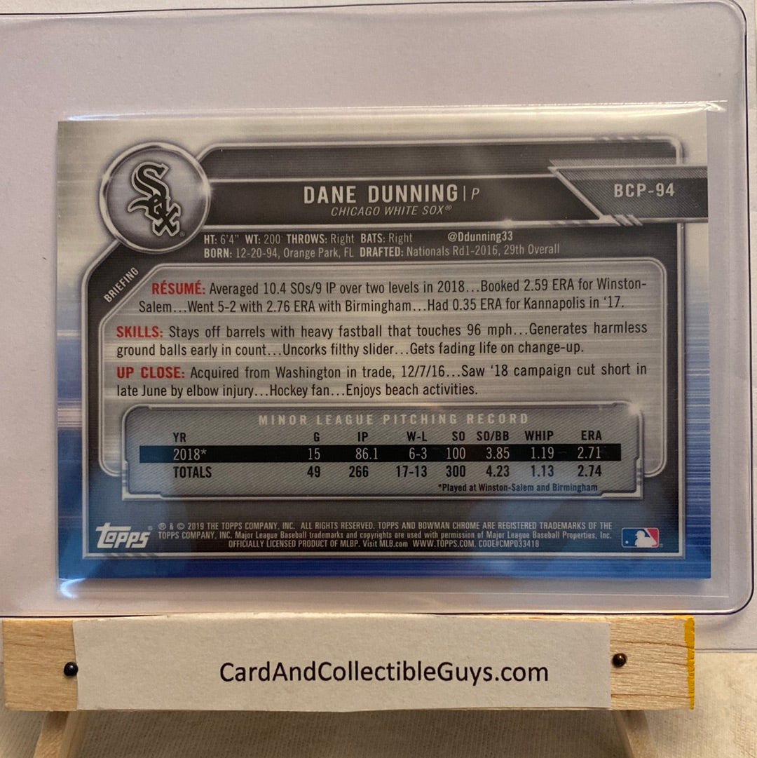 2019 Bowman Chrome Purple Mojo Refractor Dane Dunning /250 trading card