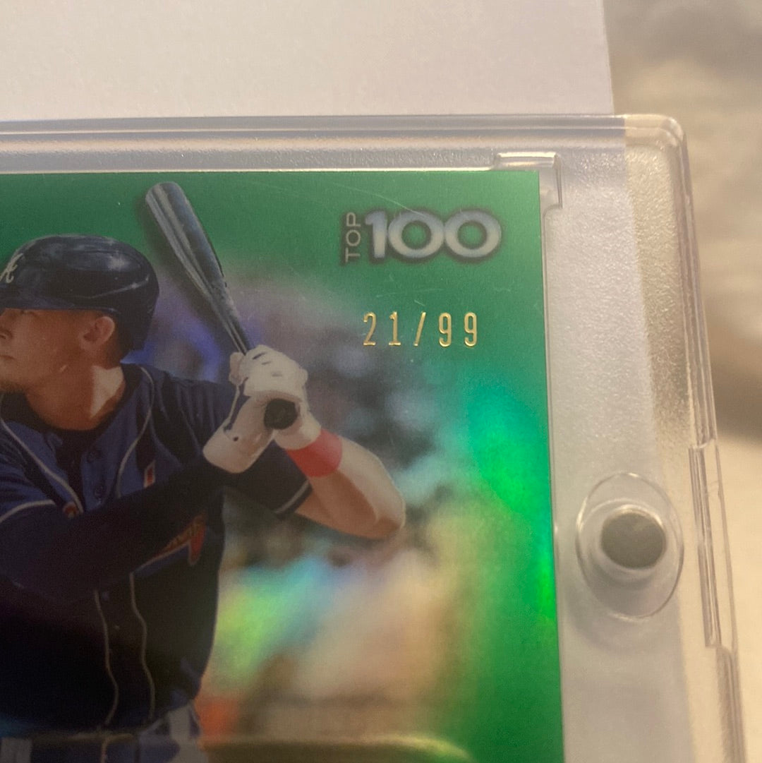 2022 Bowman Chrome Drew Waters Top 100 Green trading card