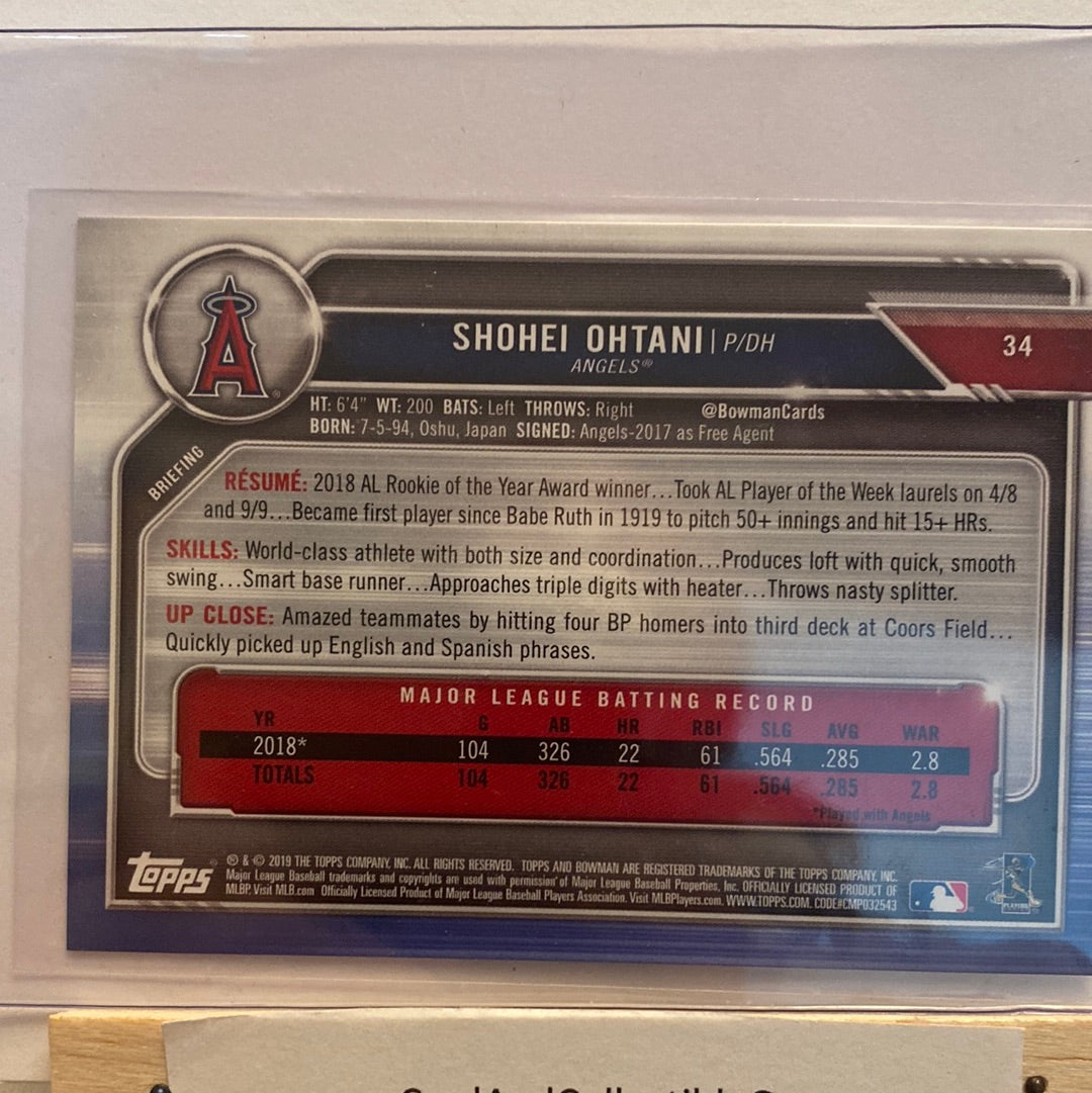 2019 Bowman Shohei Ohtani trading card