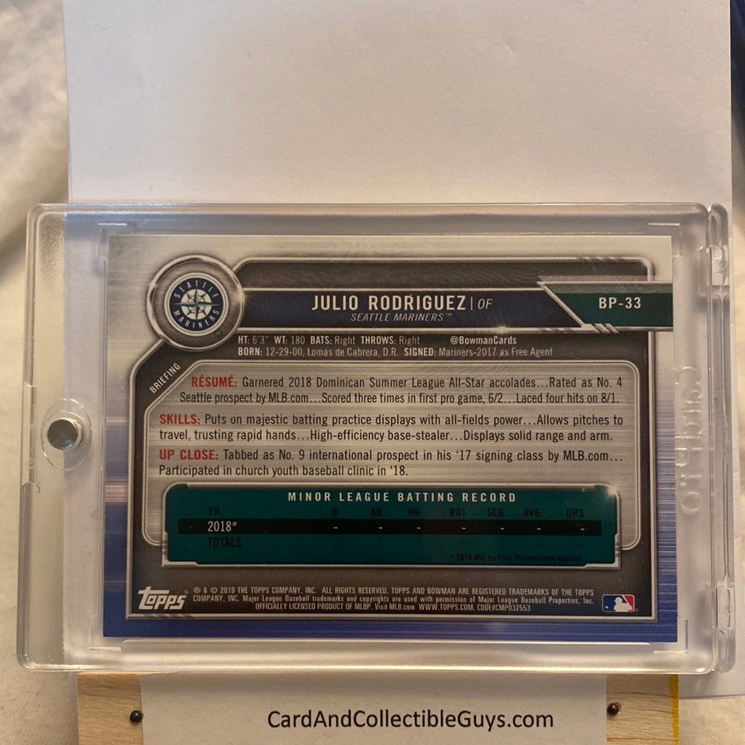 2019 Bowman Julio Rodriguez BP-33 trading card