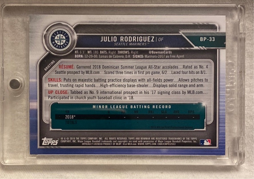 2019 Bowman Julio Rodriguez Trading Card