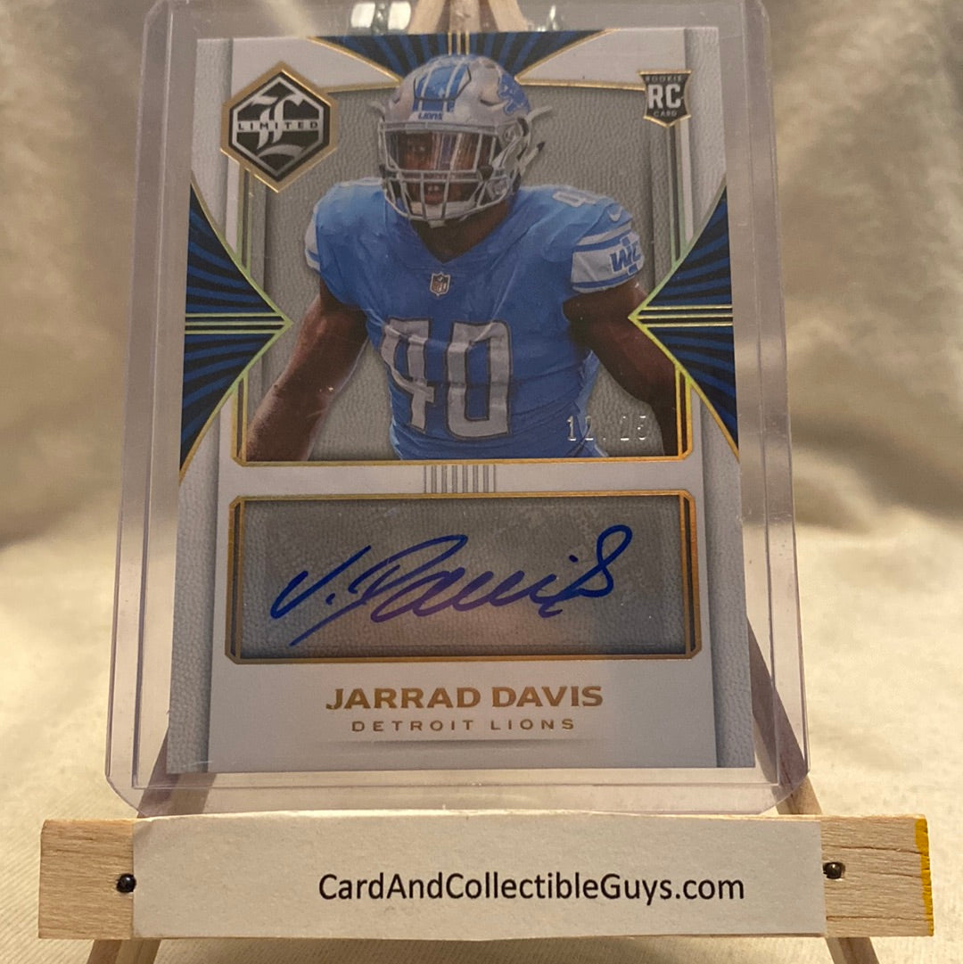 2017 Panini Limited Spotlight Gold /25 Jarrad Davis #144 Rookie Auto RC Trading Card