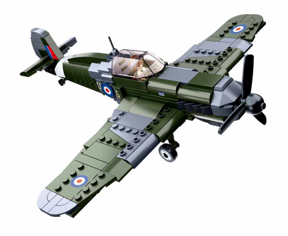 Model Bricks: WWII Royal Air Force Spitfire Plane Building Brick Kit (297 pcs)