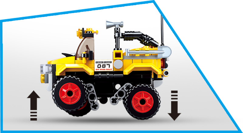 Model Bricks: Car Club Offroad Yellow Jeep Building Brick Kit (149 pcs)