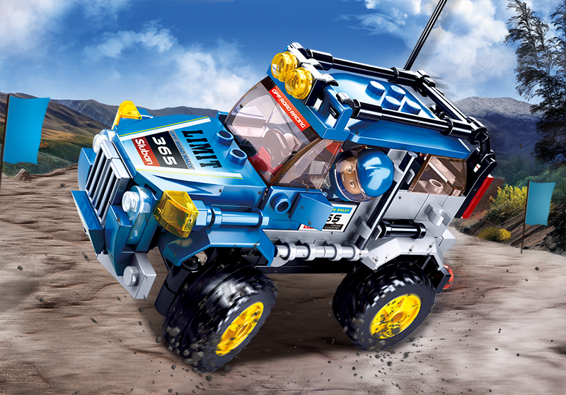 Model Bricks: Car Club-Off-Road Building Brick Kit, Blue (146 Pcs)