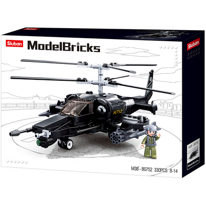 Model Bricks: KA-50 Black Shark Helicopter Building Brick Kit (333pcs)
