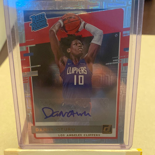 DANIEL OTURU 2020-21 Donruss Rated Rookie Silver Choice AUTO #217 RC CLIPPERS Trading Card