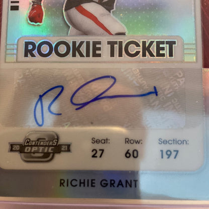 2021 Panini Contenders Optic Richie Grant RC Auto Atlanta Falcons #197 Trading Card