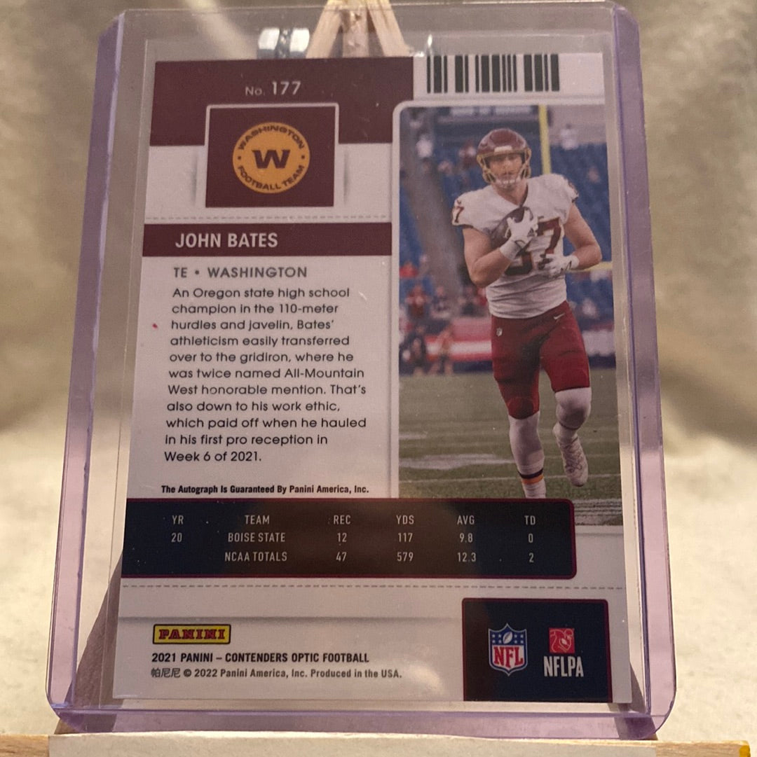 2021 Contenders Optic JOHN BATES Rookie Ticket AUTO RC     Washington Commanders Trading Card