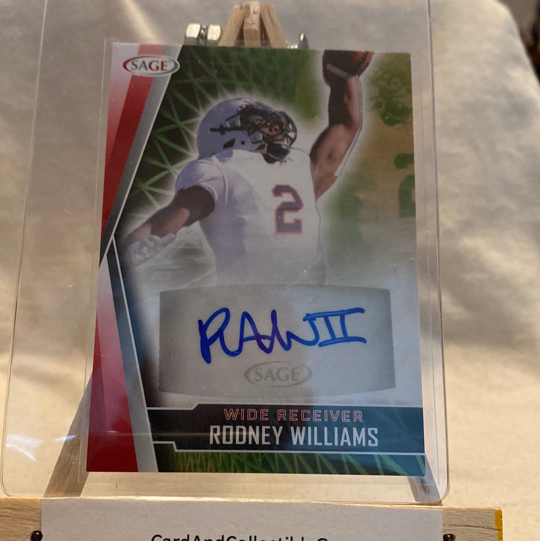 2022 SAGE High Series Football Rodney Williams Rookie Auto Denver Broncos Trading Card