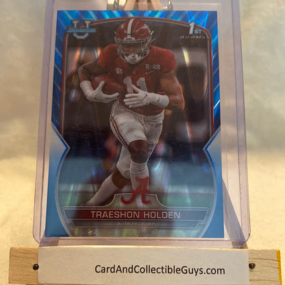 2022 Bowman Chrome University Blue Raywave Refractor 121/199 #18 Traeshon Holden Trading Card