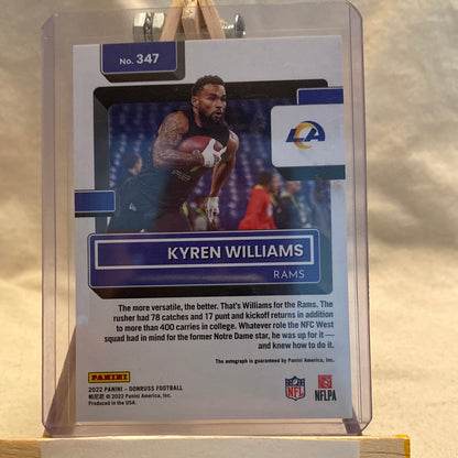 2022 Panini Donruss Rated Rookie Auto Kyren Williams #347 Rookie Auto RC Trading Card