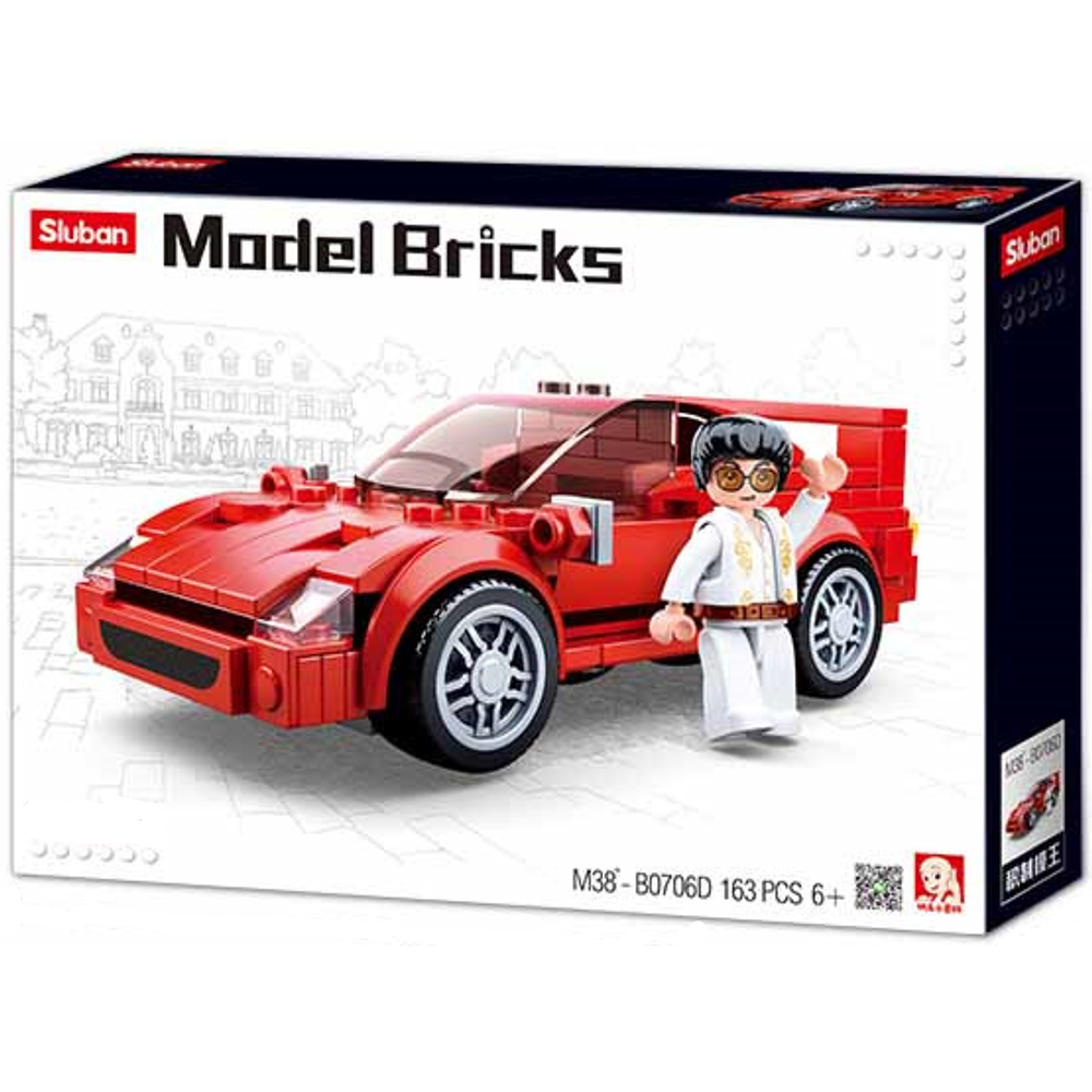 Model Bricks: Red Race Car Building Brick Kit (166 pcs)