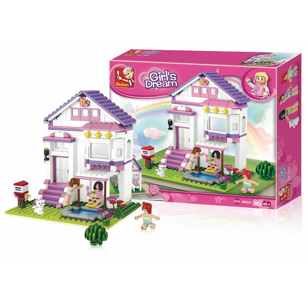 Model Bricks: Girl's Dream Villa with Pool Building Brick Kit (291 pcs)