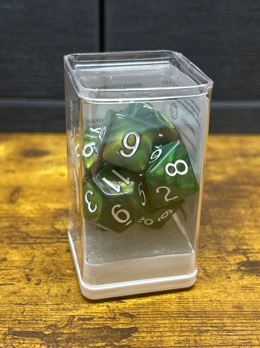 7-Set “Emerald Dragon Shimmer” RPG Dice