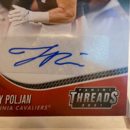 Tony Poljan 2021 Panini Chronicles Threads Rookie Signature Auto RC UVA Virginia Trading Card