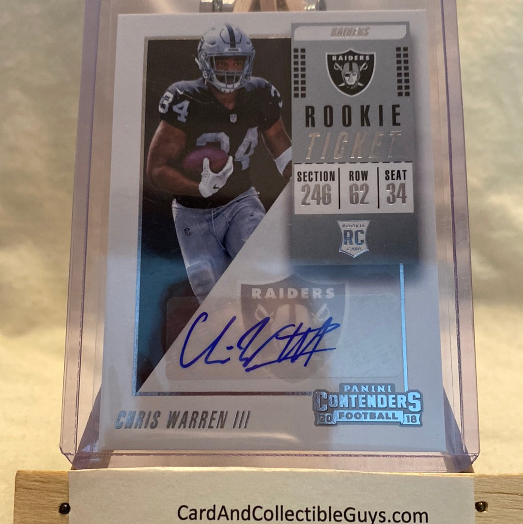 Chris Warren 2018 Panini Contenders - # 287 - Rookie Ticket Auto /  Raiders Trading Card