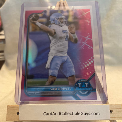 Sam Howell Bowman U Chrome Pink Refractor Rookie Collegiate RC UNC Tarheels Trading Card