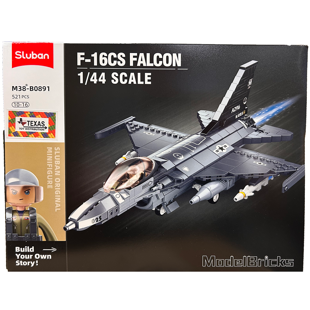 Model Bricks: F-16C Falcon Fighter Jet Building Brick Kit (521 pcs)