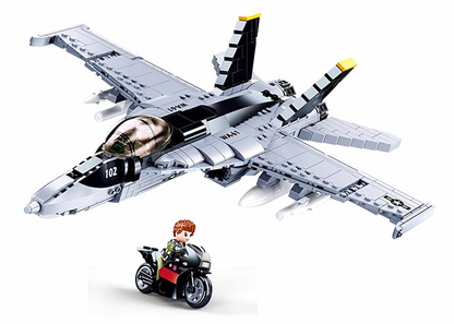 Model Bricks: Model F-18 Hornet Fighter Jet Building Brick Kit (628 pcs)