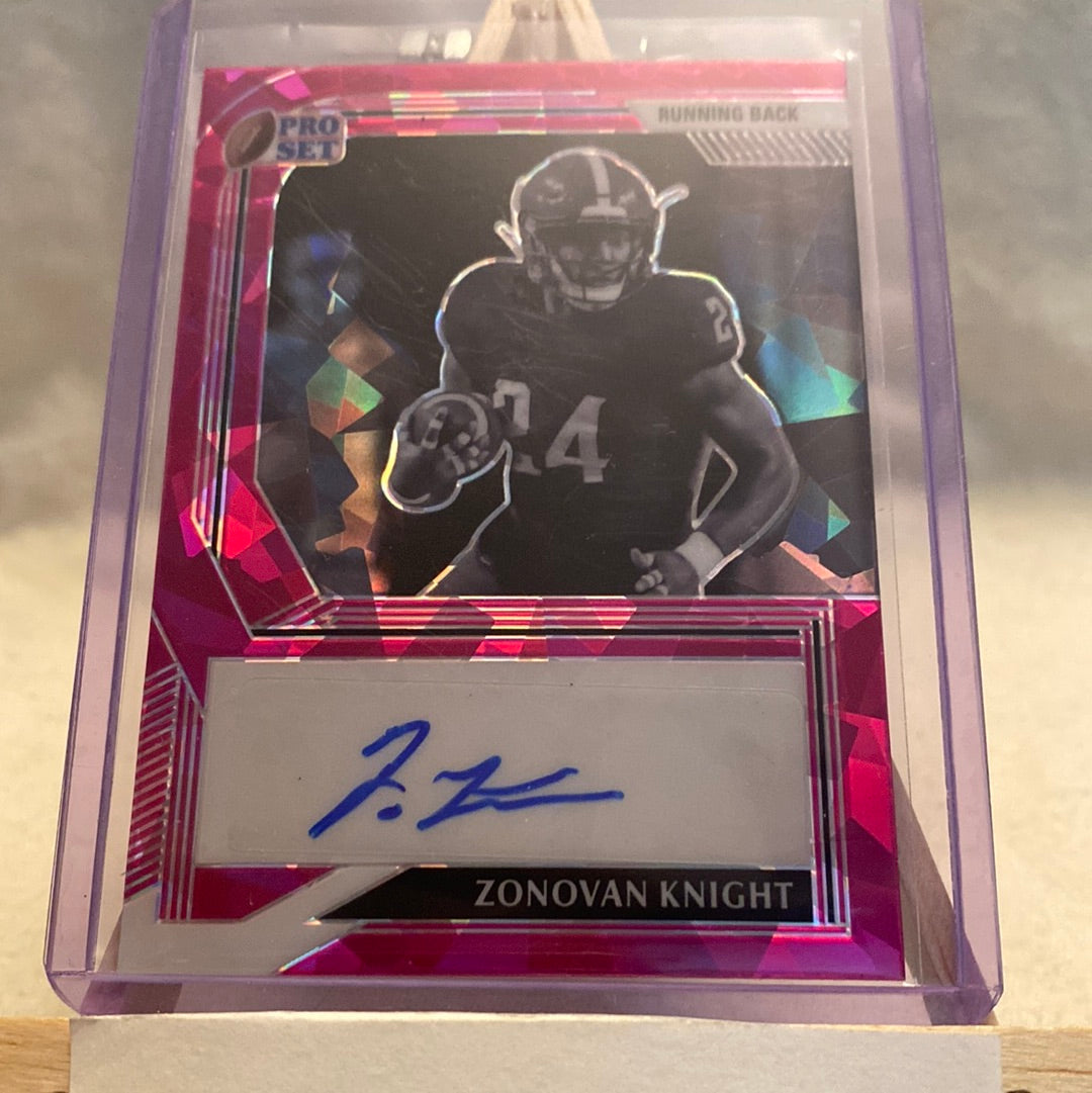 2022 LEAF PRO SET ZONOVAN KNIGHT PINK ICE RC AUTO 03/15 NEW YORK JETS Trading Card