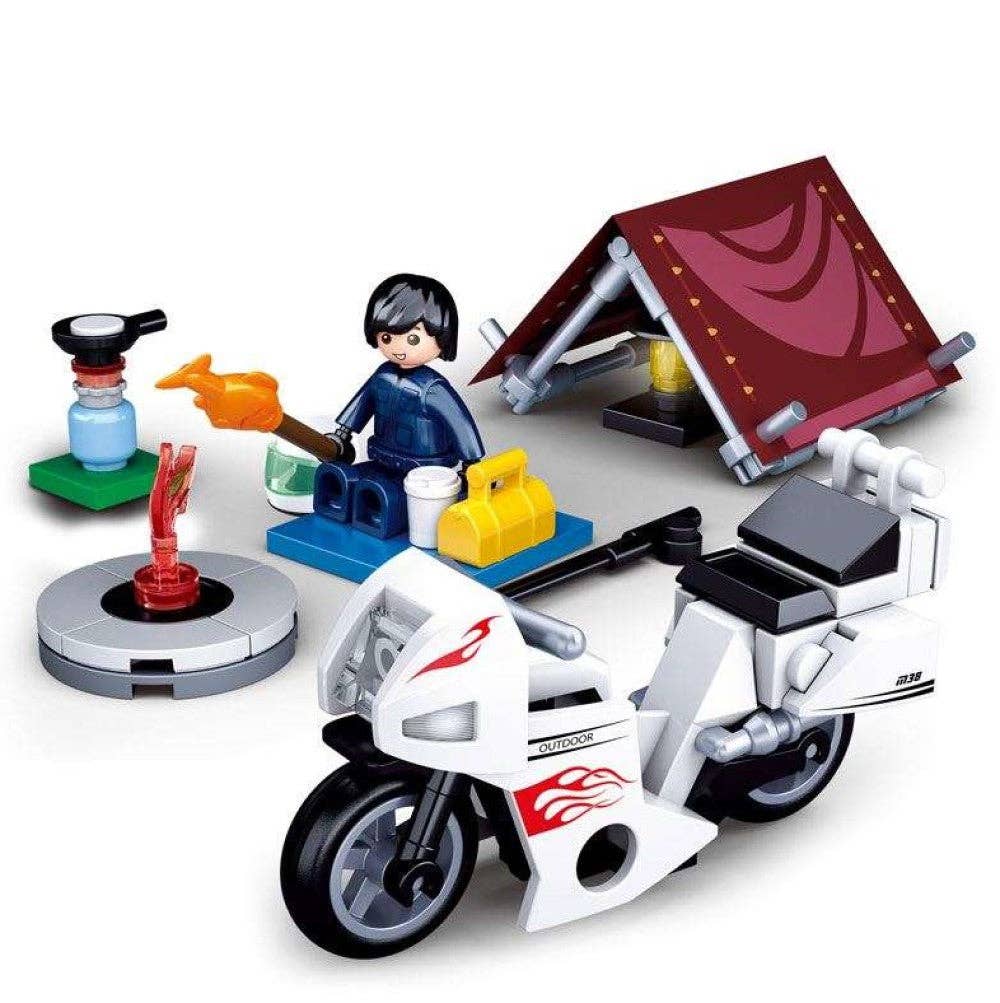 Model Bricks: Camping Motorcycle Building Brick Kit (77 pcs)