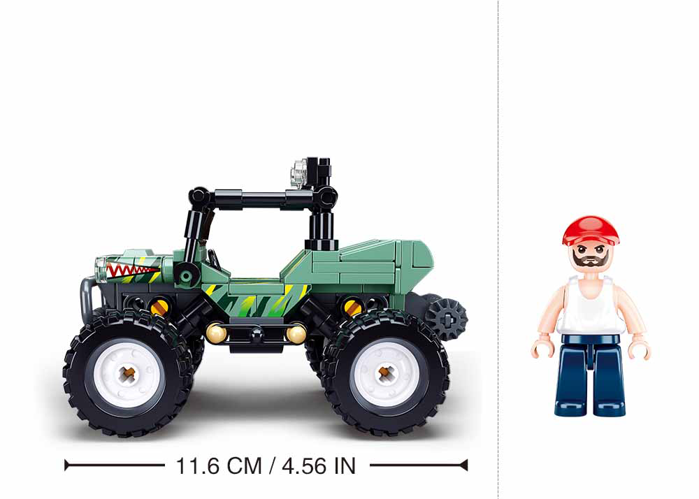 Model Bricks: Off-Road Green Monster Truck Building Brick Kit (155 pcs)