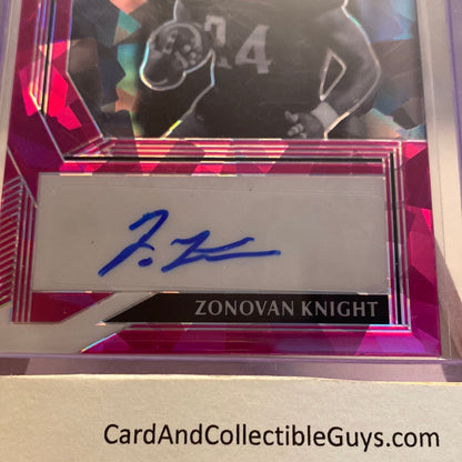 2022 LEAF PRO SET ZONOVAN KNIGHT PINK ICE RC AUTO 03/15 NEW YORK JETS Trading Card