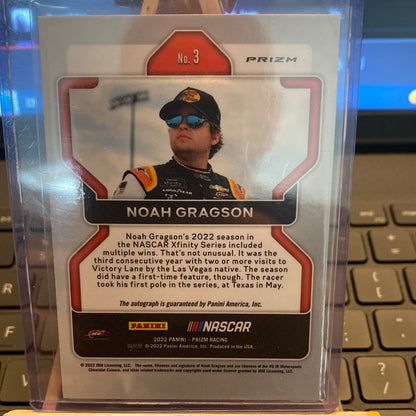 NOAH GRAGSON SSP WHITE SPARKLE PRIZM - 2022 NATIONAL TREASURES RACING EXCLUSIVE Trading Card