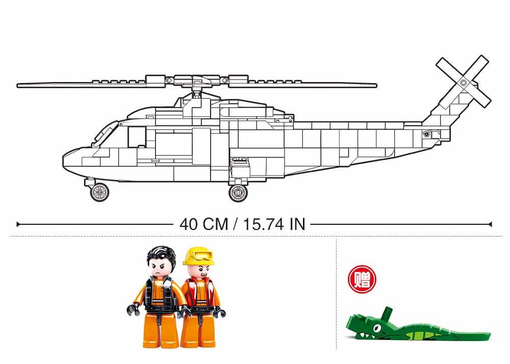 Model Bricks: "The Rescue" Medivac Coast Guard Helicopter (402 pcs)