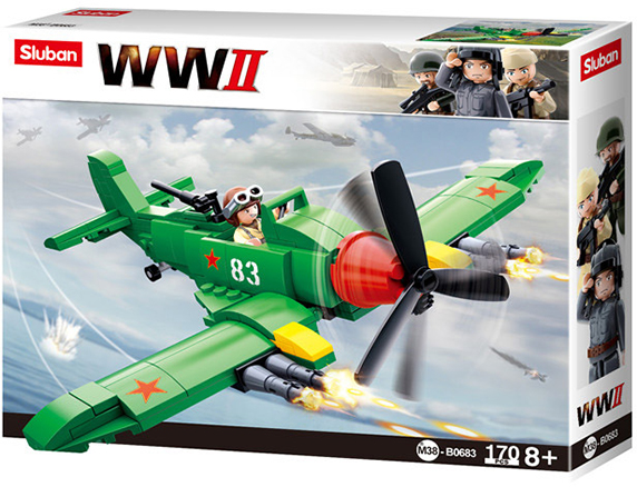 Model Bricks: WW2 Allied Fighter Plane Building Brick Kit (170 pcs)