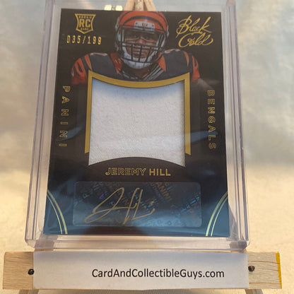 JEREMY HILL 2014 PANINI BLACK GOLD JUMBO JERSEY ROOKIE RC AUTO /199 BENGALS Trading Card