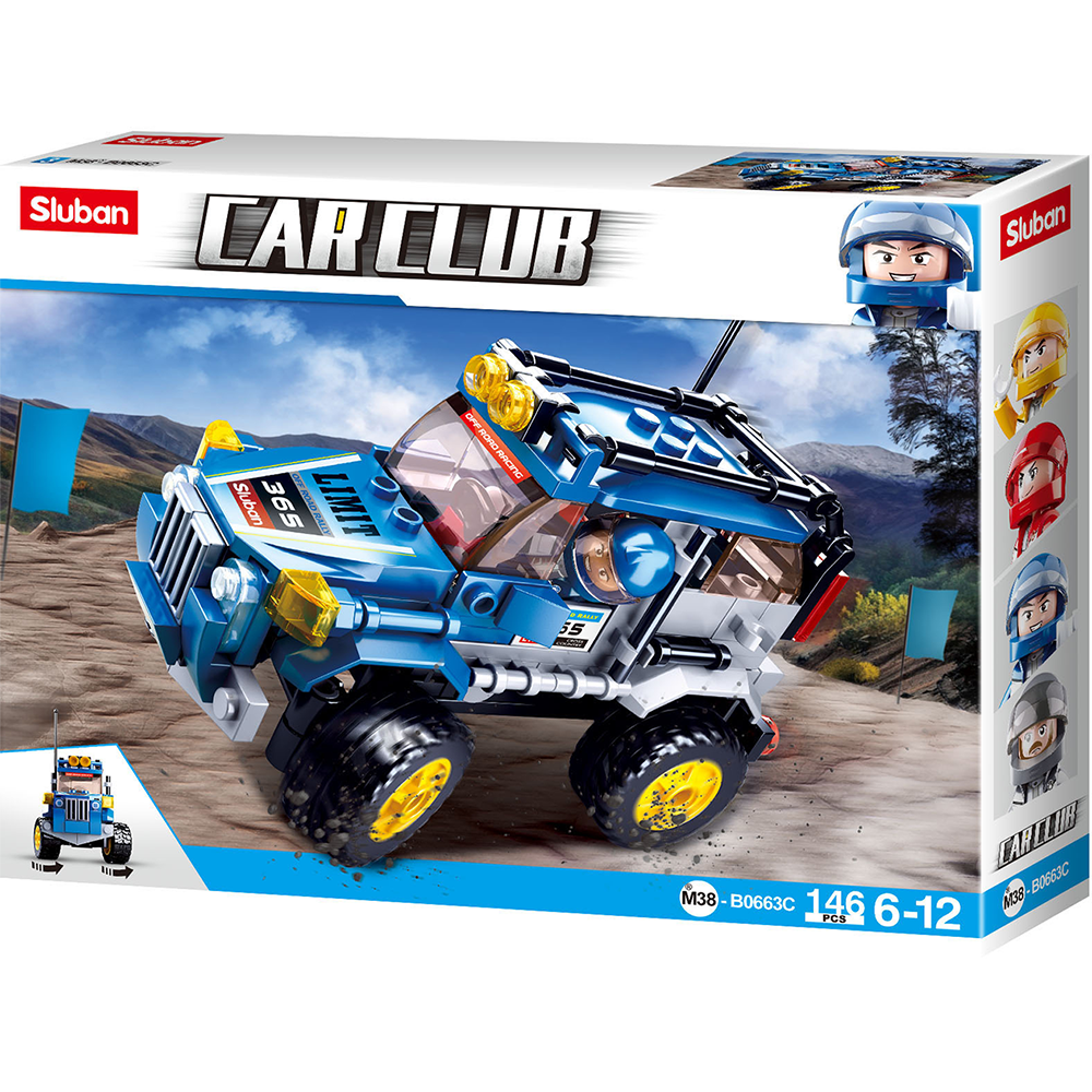 Model Bricks: Car Club-Off-Road Building Brick Kit, Blue (146 Pcs)