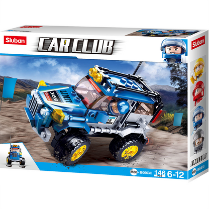 Model Bricks: Car Club-Off-Road Building Brick Kit, Blue (146 Pcs)