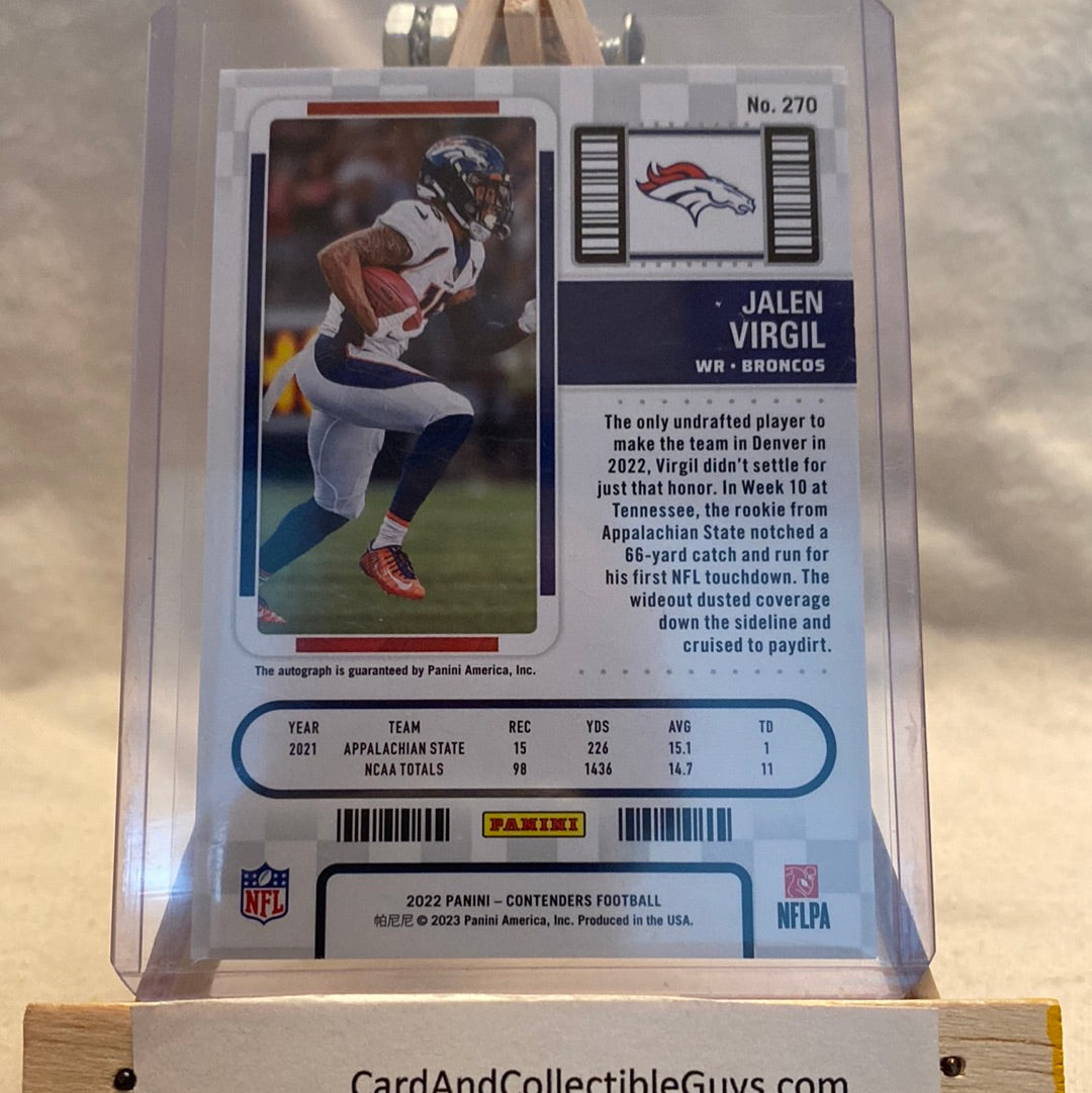 Jalen Virgil | 2022 Panini Contenders | Rookie Ticket Auto | Broncos Trading Card