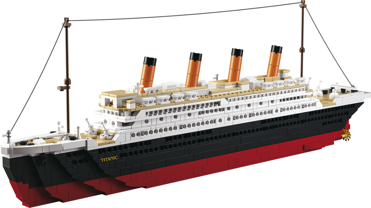 Model Bricks: Titanic (Large Model) Building Brick Kit with Jack and Rose Figures (1012 Pcs)