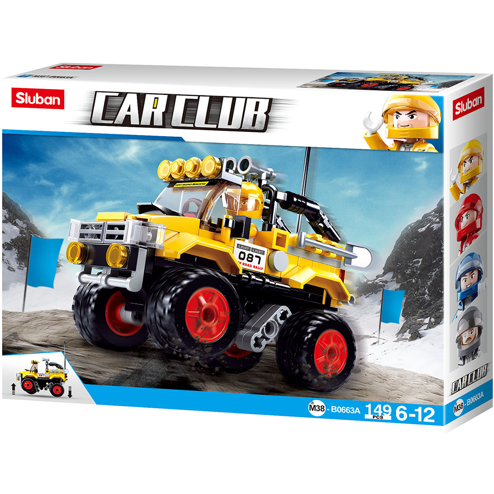 Model Bricks: Car Club Offroad Yellow Jeep Building Brick Kit (149 pcs)
