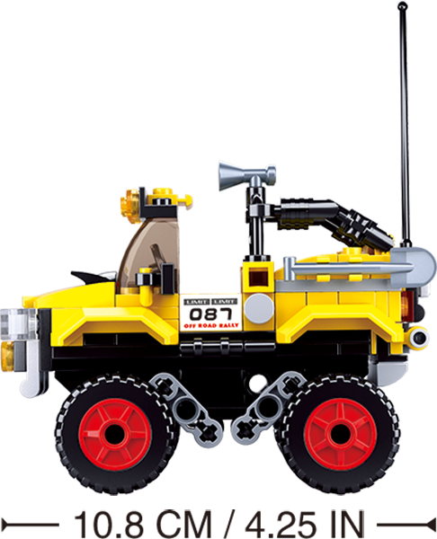 Model Bricks: Car Club Offroad Yellow Jeep Building Brick Kit (149 pcs)
