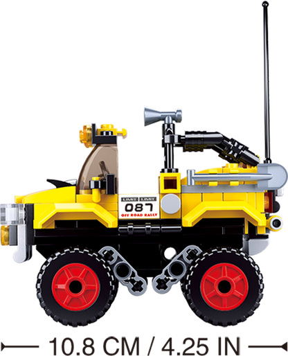 Model Bricks: Car Club Offroad Yellow Jeep Building Brick Kit (149 pcs)