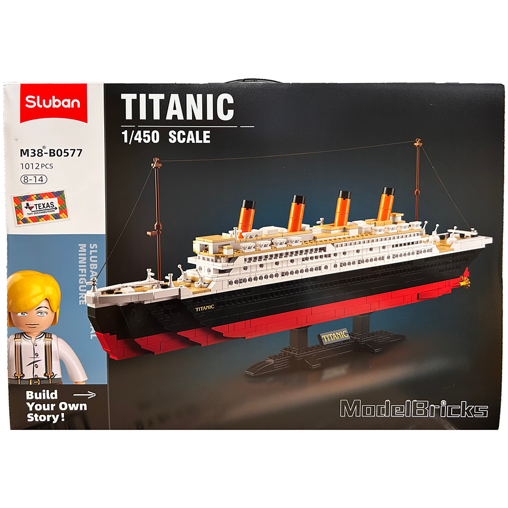 Model Bricks: Titanic (Large Model) Building Brick Kit with Jack and Rose Figures (1012 Pcs)