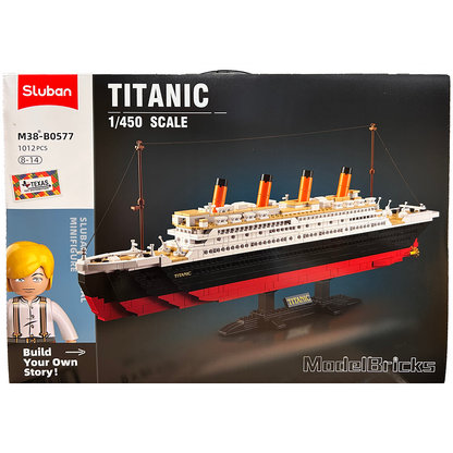 Model Bricks: Titanic (Large Model) Building Brick Kit with Jack and Rose Figures (1012 Pcs)