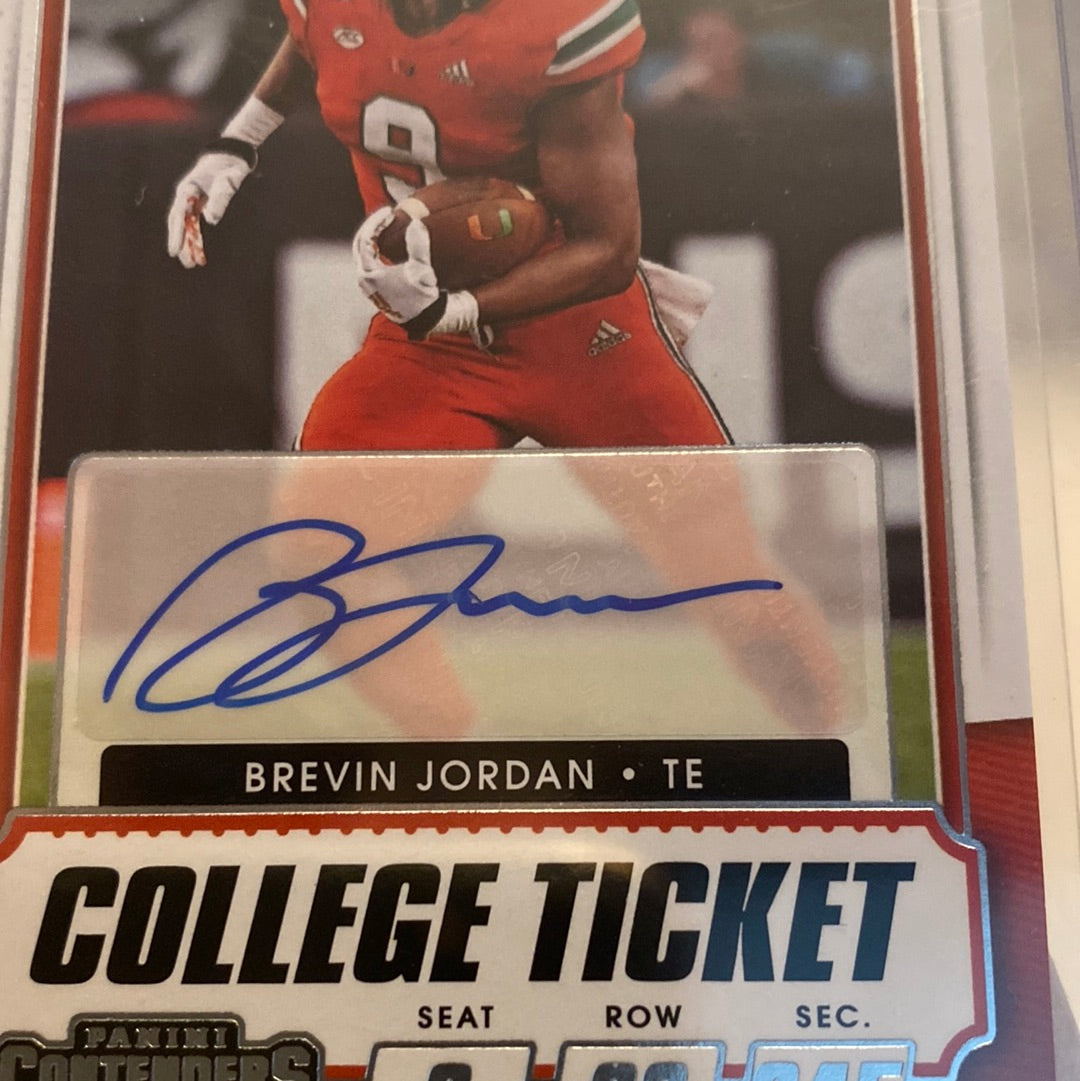 BREVIN JORDAN 2021 PANINI CONTENDERS DRAFT PICKS COLLEGE TICKET AUTO RC #218 Trading Card