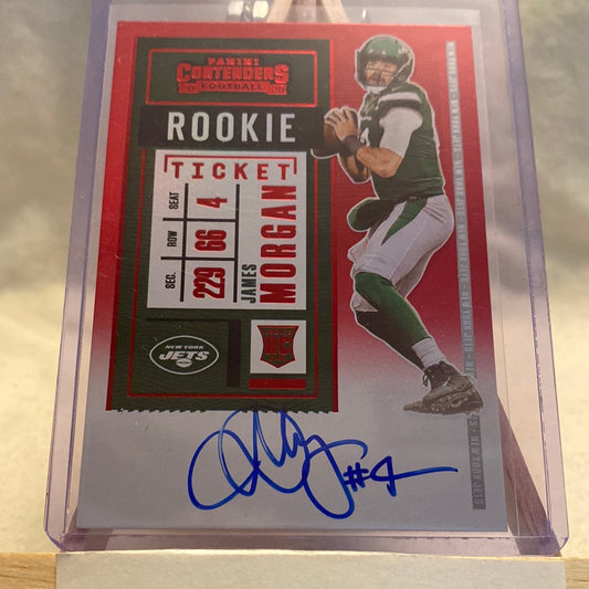 2020 Contenders Red Zone Rookie Ticket SP #138 James Morgan Auto NY Jets Trading Card