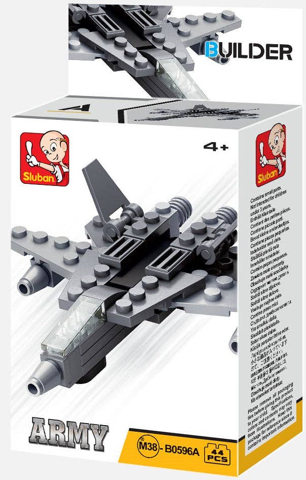 Model Bricks: Gray Military Airplane Building Brick Kit (42 pcs)