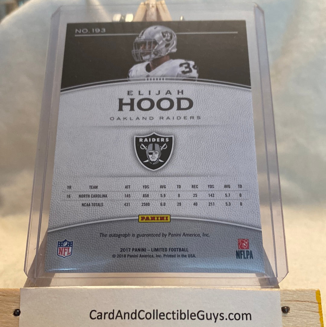 2017 Panini Limited Spotlight Silver /35 Elijah Hood #193 Rookie Auto RC Trading Card