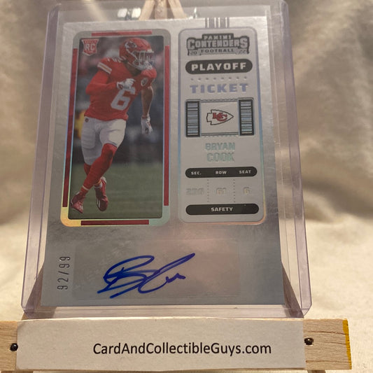 2022 Contenders  Bryan Cook Playoff Rookie Ticket Auto 92/99 Chiefs RC SP Trading Card