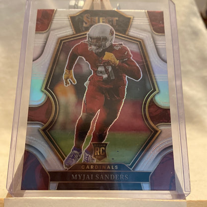 2022 Panini Select Myjai Sanders Silver Rookie RC Premier Level Cardinals Trading Card