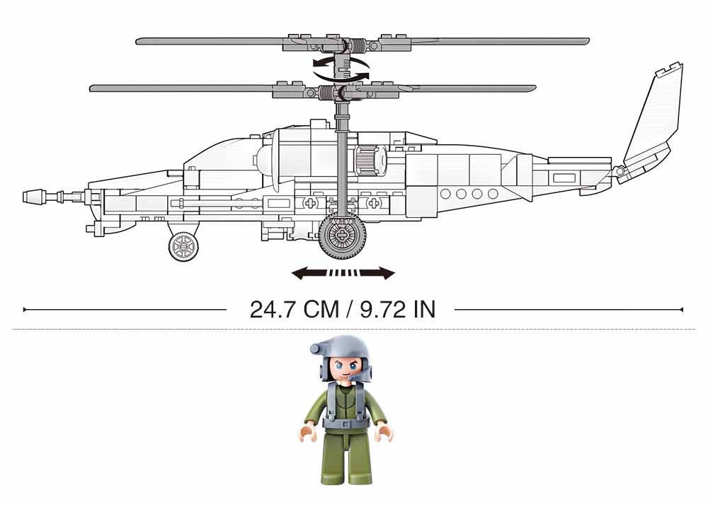 Model Bricks: KA-50 Black Shark Helicopter Building Brick Kit (333pcs)